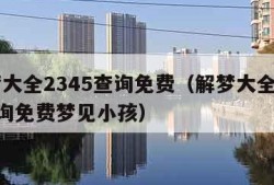 解梦大全2345查询免费（解梦大全2345查询免费梦见小孩）