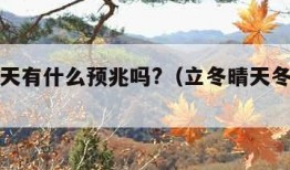 立冬晴天有什么预兆吗?（立冬晴天冬天冷吗?）